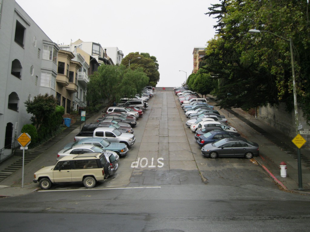 At Broadway and Taylor Streets - One of the many steep streets of San Francisco