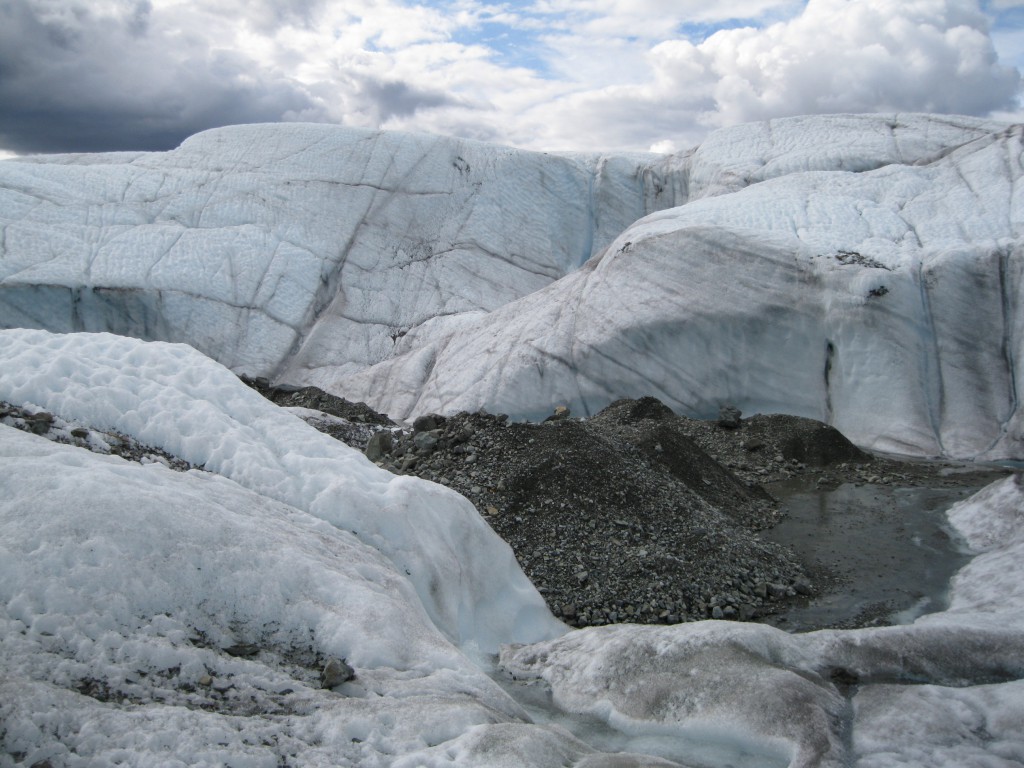 On Root Glacier among streams and gravel