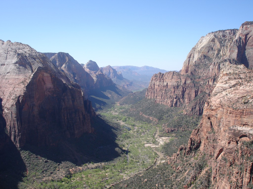 The View from the Summit of Angels Landing Looking South Towards the Mouth of Zion Canyon