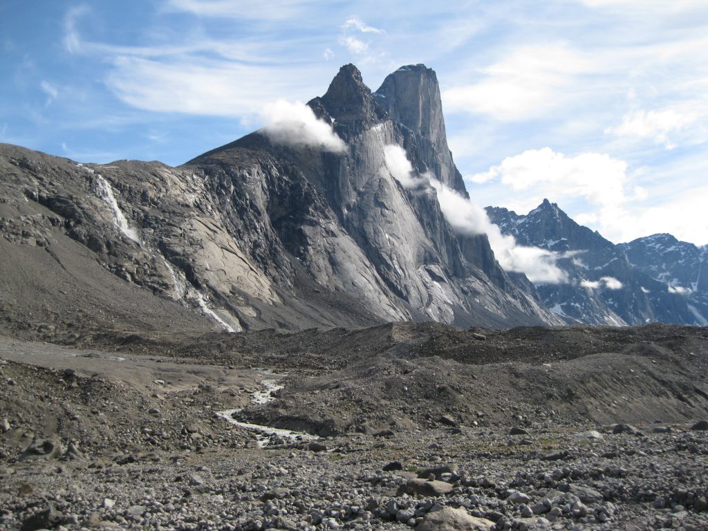 Mount Thor, moraines and streams